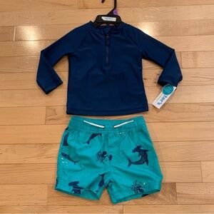 New! Carter’s baby boys 12 months long sleeve swimsuit rash guard top swim suit